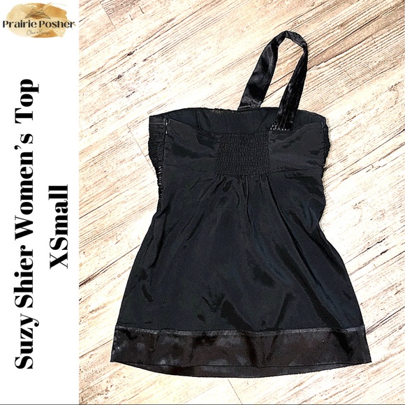 Suzy Shier One Strap Blouse, Womens XSmall, Black, EUC, PrairieposherCA - Picture 2 of 2